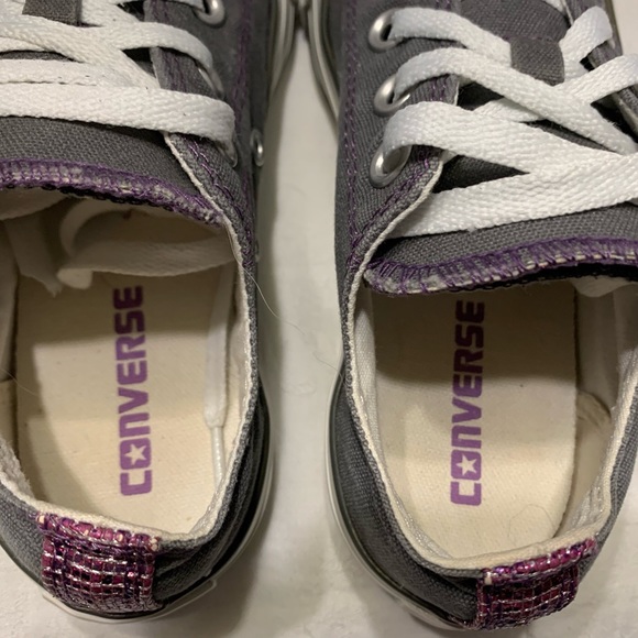 CONVERSE ALL⭐️STAR GRAY & METALLIC PURPLE SNEAKERS VGUC - Picture 7 of 10